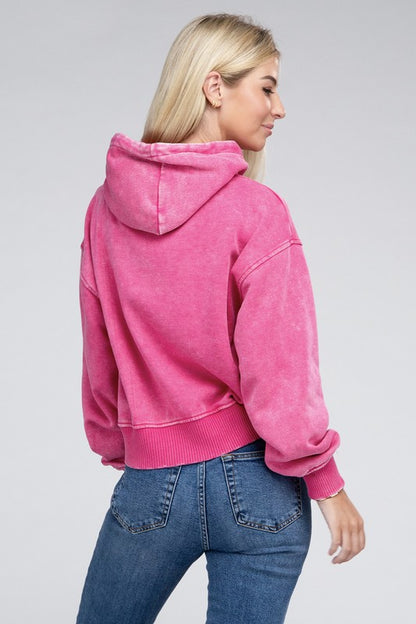 Acid Wash Fleece Hoodie Luvéillé