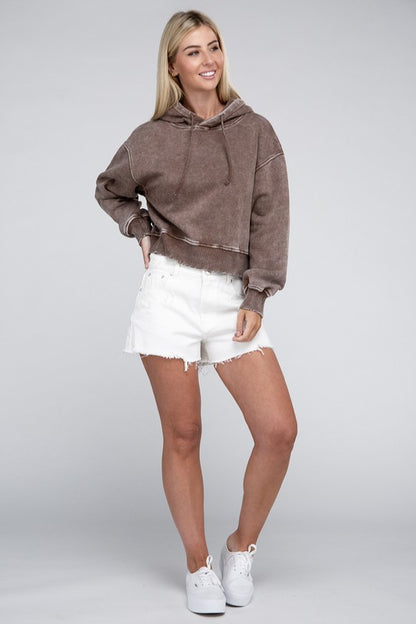 Acid Wash Fleece Hoodie Luvéillé
