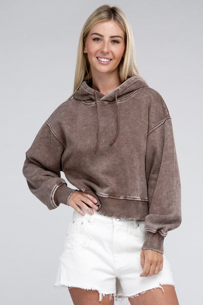 Acid Wash Fleece Hoodie Luvéillé