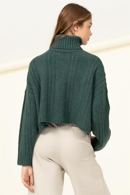 Autumn Skies Cable-Knit Turtleneck Sweater Luvéillé