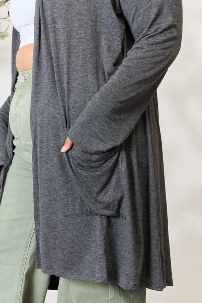 Celeste Full Size Open Front Cardigan with Pockets Luvéillé