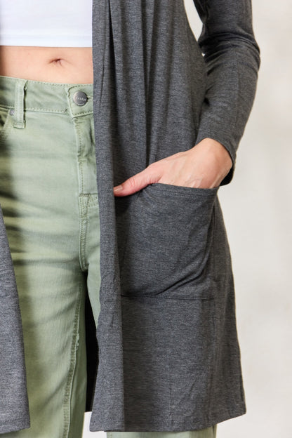 Celeste Full Size Open Front Cardigan with Pockets Luvéillé
