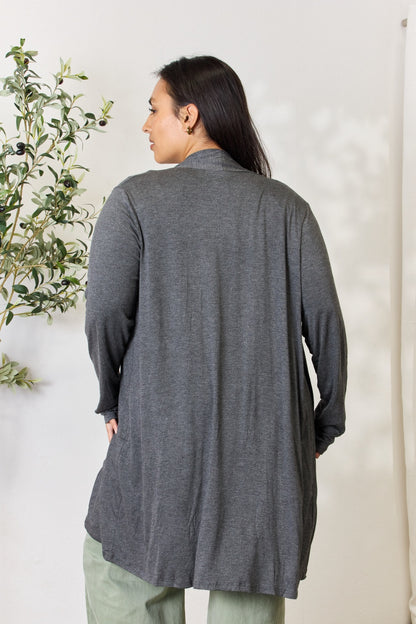 Celeste Full Size Open Front Cardigan with Pockets Luvéillé