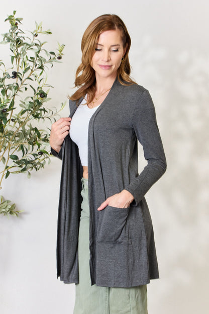 Celeste Full Size Open Front Cardigan with Pockets Luvéillé