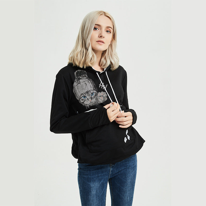 Cute Cat Hoodie Weatshirt With Big Pocket For Pets Hooded Tops Clothes Luvéillé