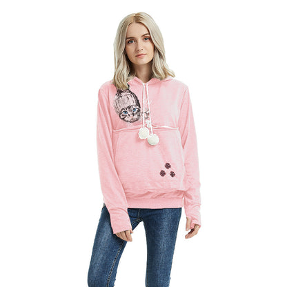 Cute Cat Hoodie Weatshirt With Big Pocket For Pets Hooded Tops Clothes Luvéillé