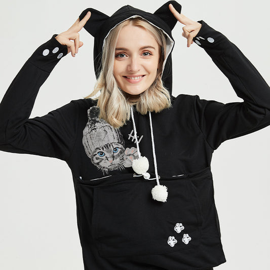 Cute Cat Hoodie Weatshirt With Big Pocket For Pets Hooded Tops Clothes Luvéillé