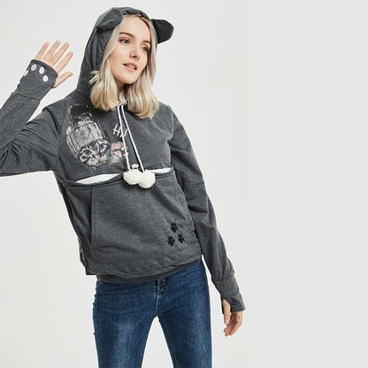Cute Cat Hoodie Weatshirt With Big Pocket For Pets Hooded Tops Clothes Luvéillé