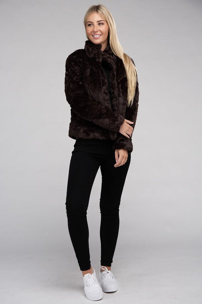 Fluffy Zip-Up Sweater Jacket Luvéillé