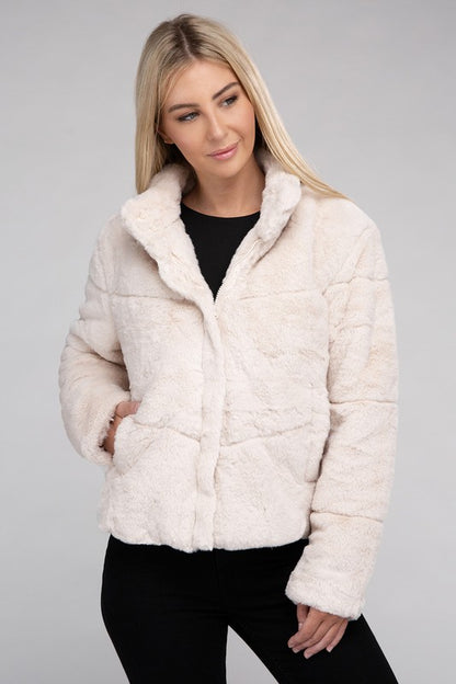 Fluffy Zip-Up Sweater Jacket Luvéillé