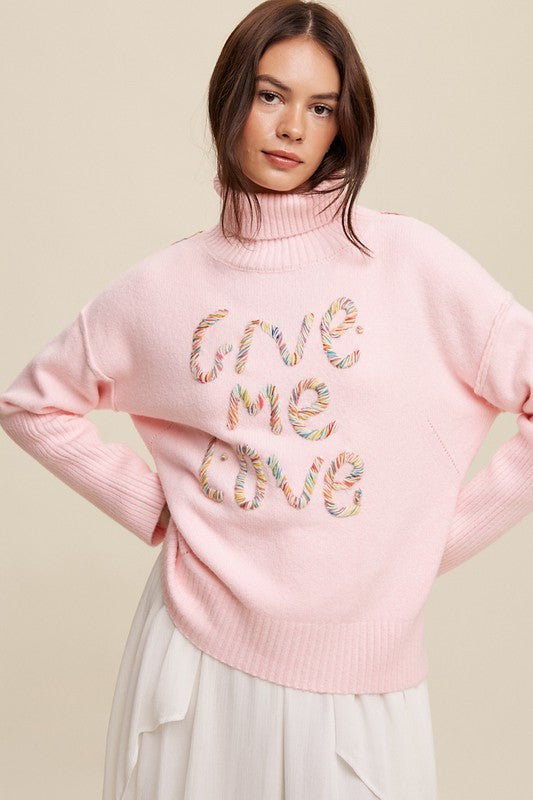 Give Me Love Stitched Mock Neck Sweater Luvéillé