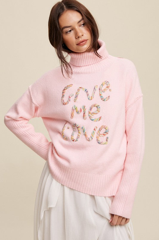 Give Me Love Stitched Mock Neck Sweater Luvéillé