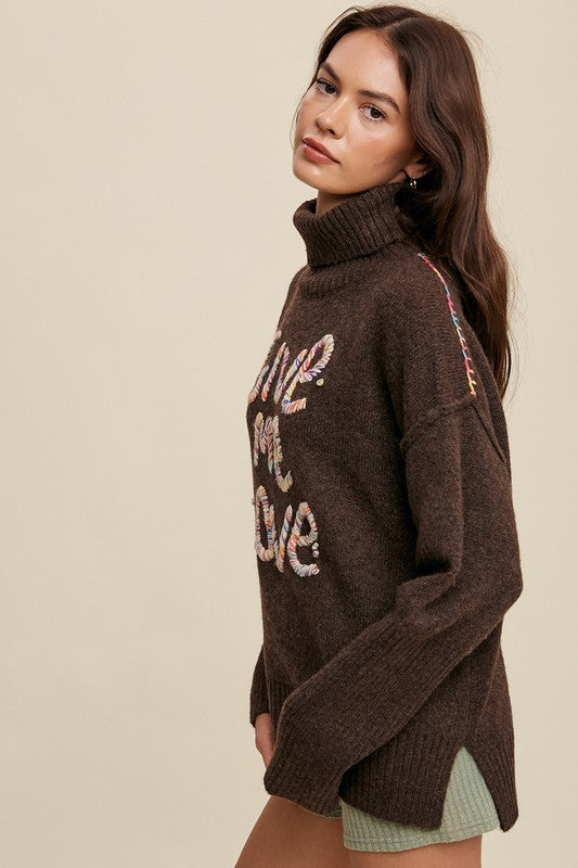 Give Me Love Stitched Mock Neck Sweater Luvéillé