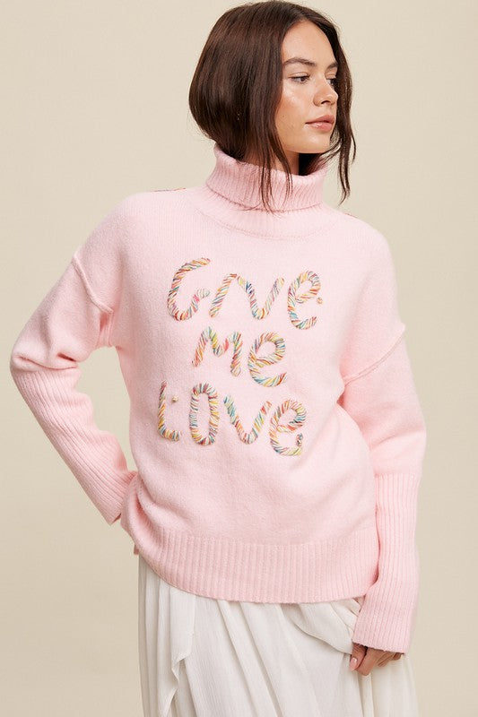 Give Me Love Stitched Mock Neck Sweater Luvéillé