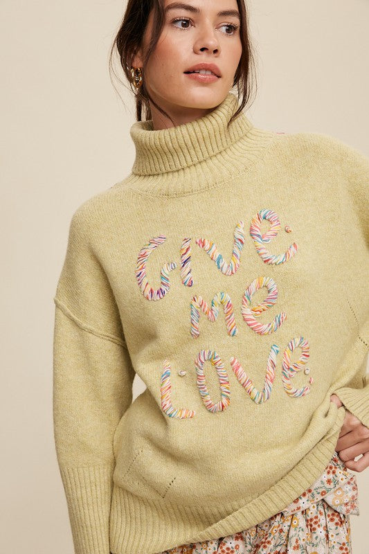 Give Me Love Stitched Mock Neck Sweater Luvéillé
