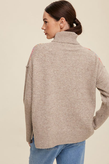 Give Me Love Stitched Mock Neck Sweater Luvéillé