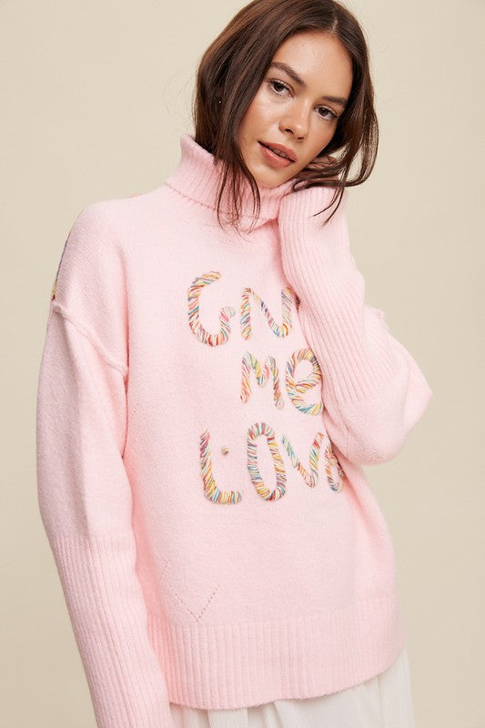 Give Me Love Stitched Mock Neck Sweater Luvéillé