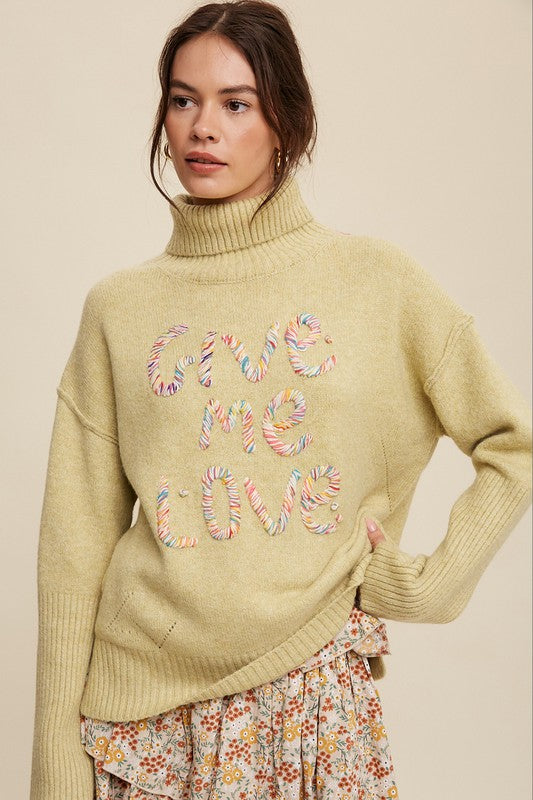 Give Me Love Stitched Mock Neck Sweater Luvéillé