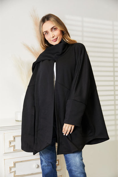 HEYSON Full Size Open Front Cardigan with Scarf Design Luvéillé