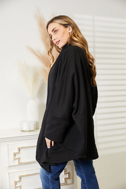 HEYSON Full Size Open Front Cardigan with Scarf Design Luvéillé