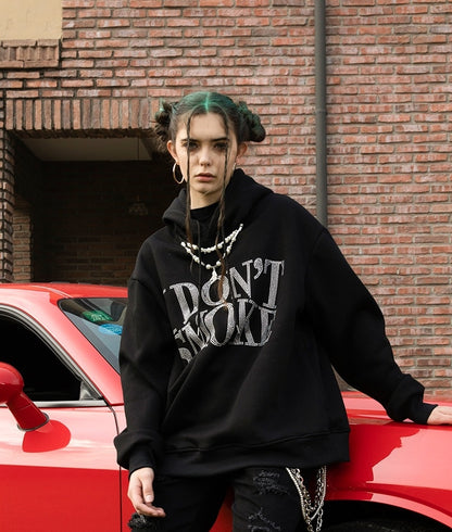 Japanese craft rhinestones hand-stamping hoodie sweater Luvéillé