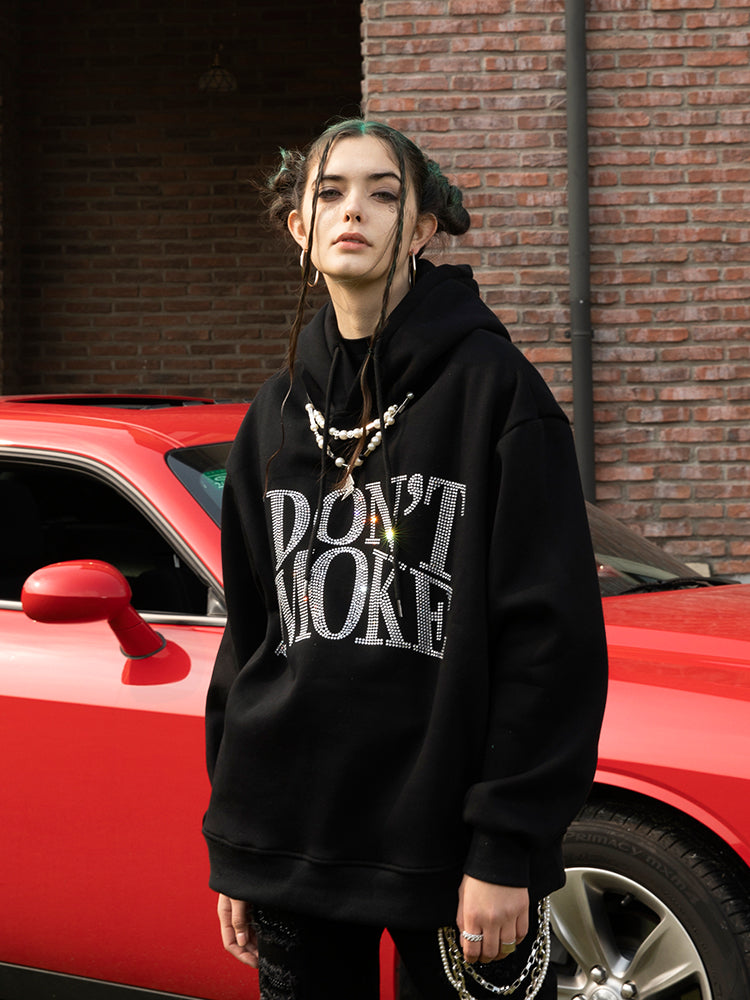 Japanese craft rhinestones hand-stamping hoodie sweater Luvéillé