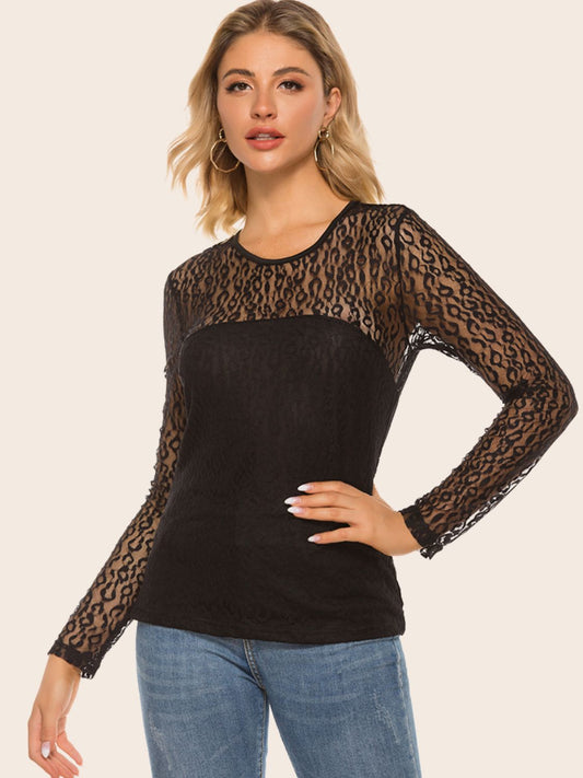 Lace Yoke Spliced Top Luvéillé