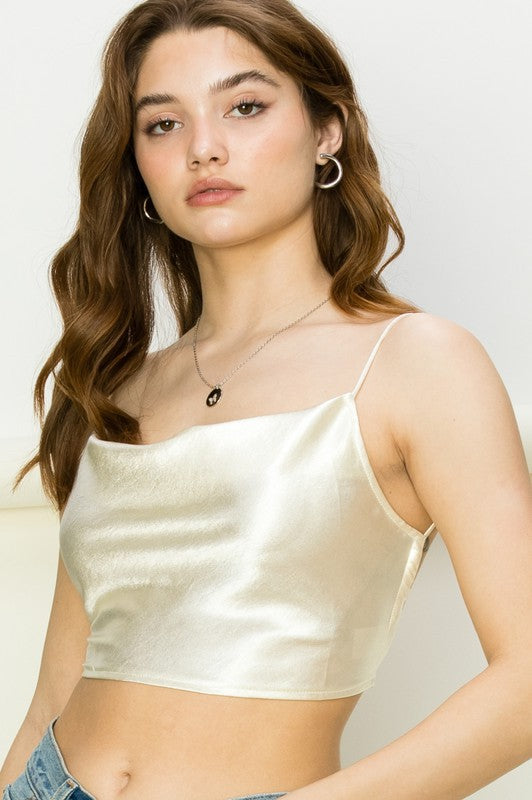 Miss Me Cowl Tie-Back Crop Top Luvéillé