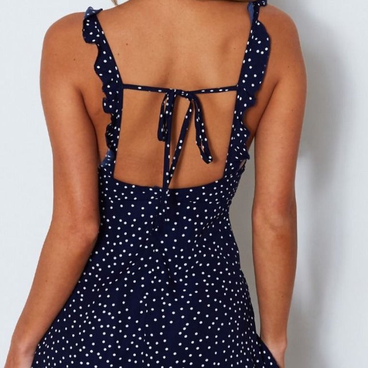 Polka-dot Strappy Dress Women Summer Fashion Beach Sundress Luvéillé