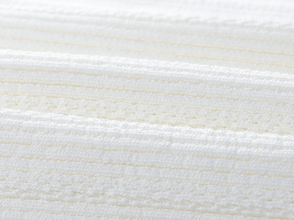 Round Neck Short Sleeve Waistband Thin Solid Color Knitted Buttock Skirt Luvéillé