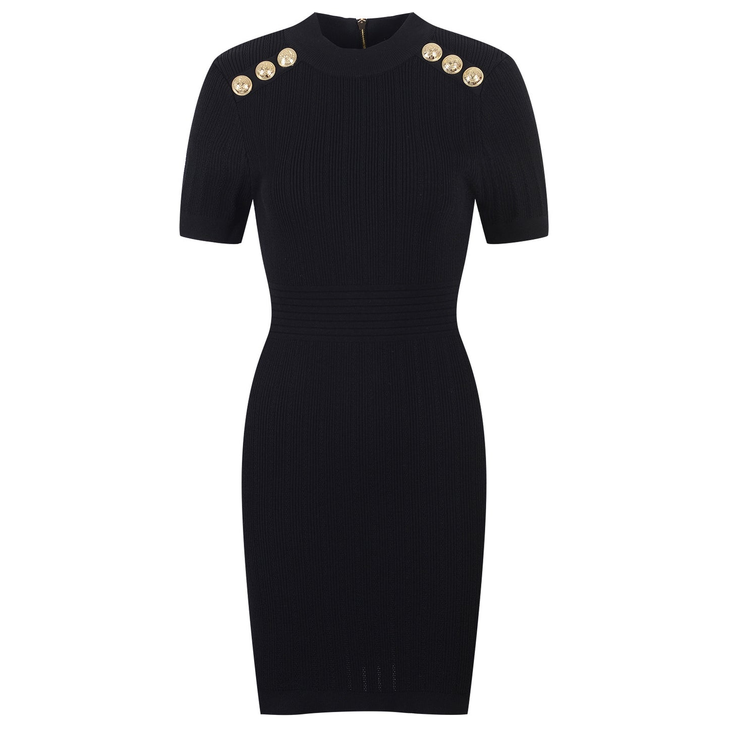 Round Neck Short Sleeve Waistband Thin Solid Color Knitted Buttock Skirt Luvéillé