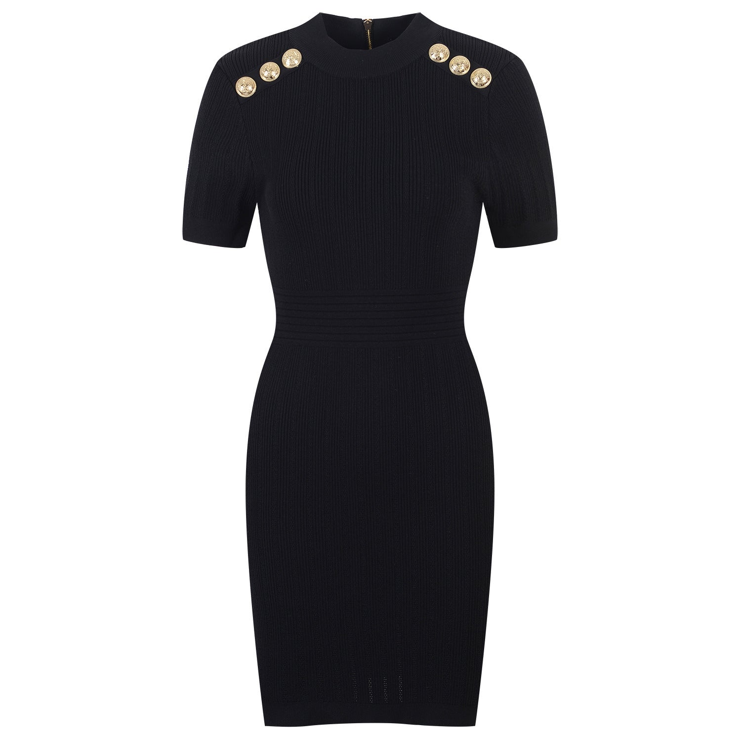 Round Neck Short Sleeve Waistband Thin Solid Color Knitted Buttock Skirt Luvéillé