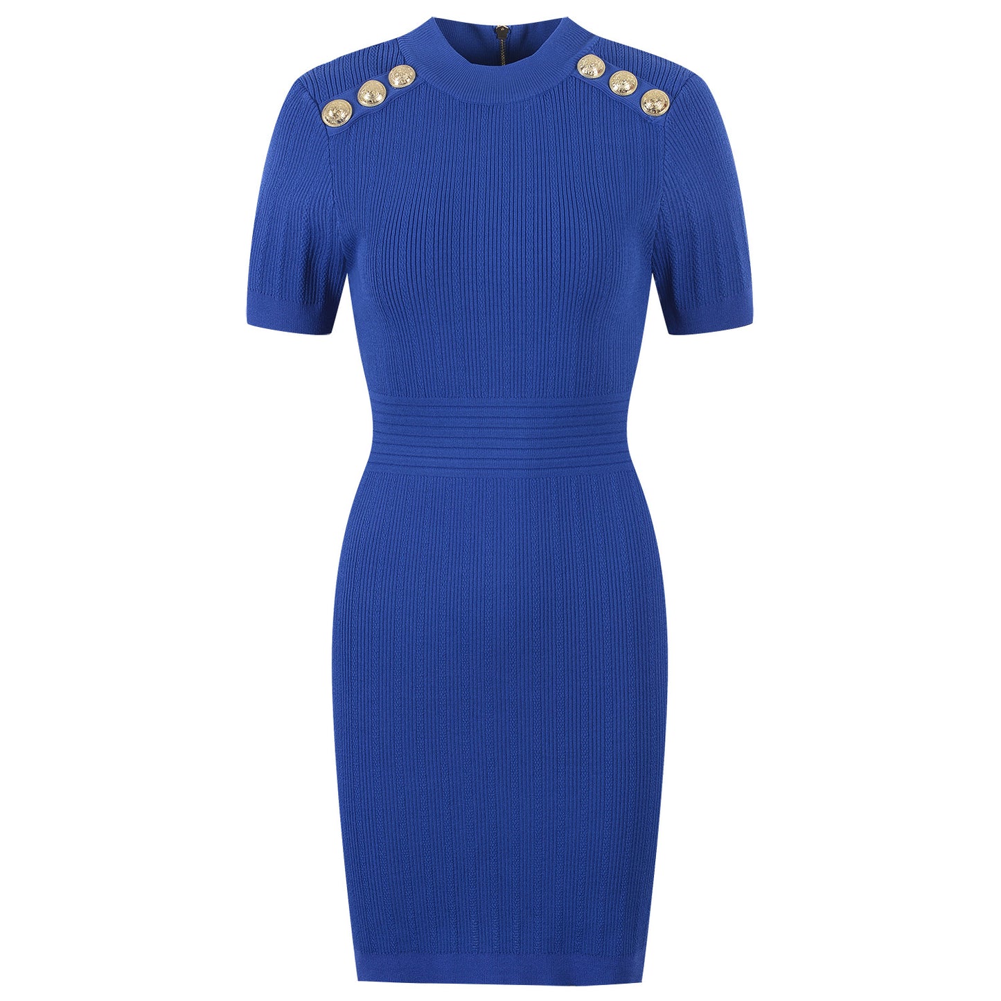 Round Neck Short Sleeve Waistband Thin Solid Color Knitted Buttock Skirt Luvéillé