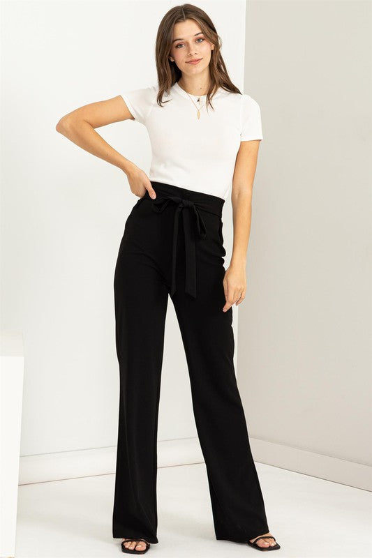 Seeking Sultry High-Waisted Tie Front Flared Pants Luvéillé