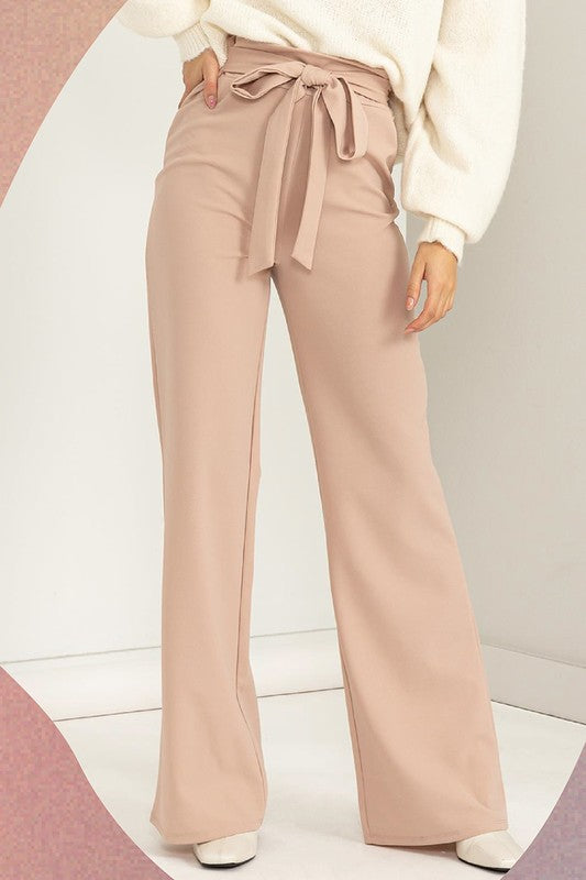 Seeking Sultry High-Waisted Tie Front Flared Pants Luvéillé
