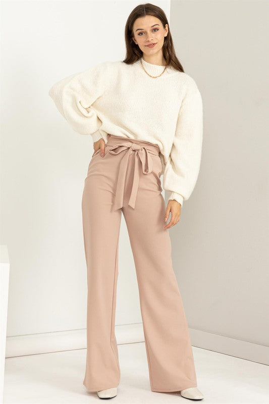 Seeking Sultry High-Waisted Tie Front Flared Pants Luvéillé