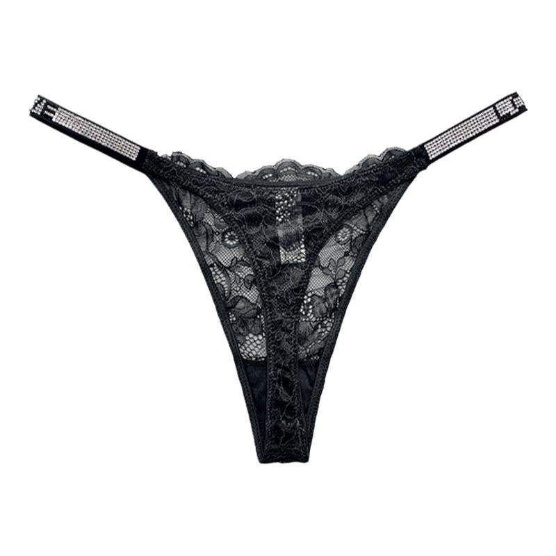 Sexy Lace Rhinestone High Waist Thong Luvéillé
