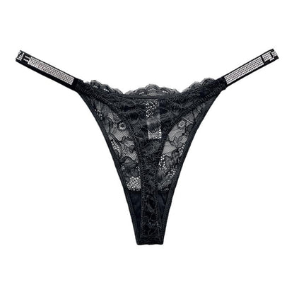 Sexy Lace Rhinestone High Waist Thong Luvéillé