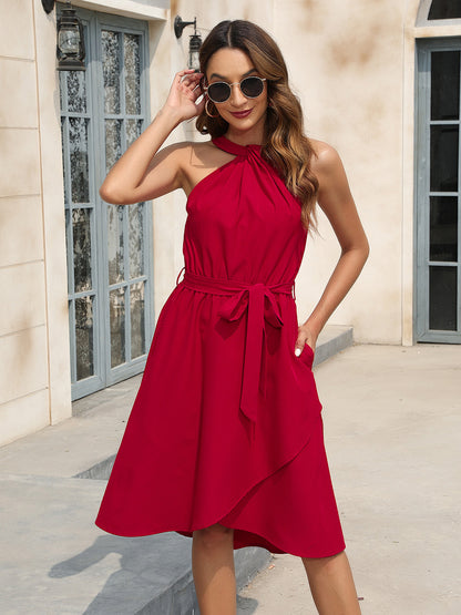Tied Round Neck Sleeveless Dress Luvéillé