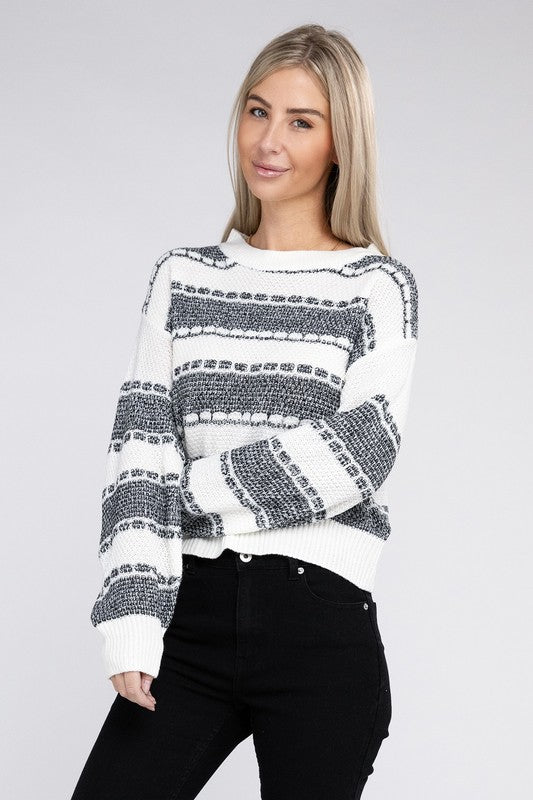 Two Tone Drop Shoulder Sweater Luvéillé
