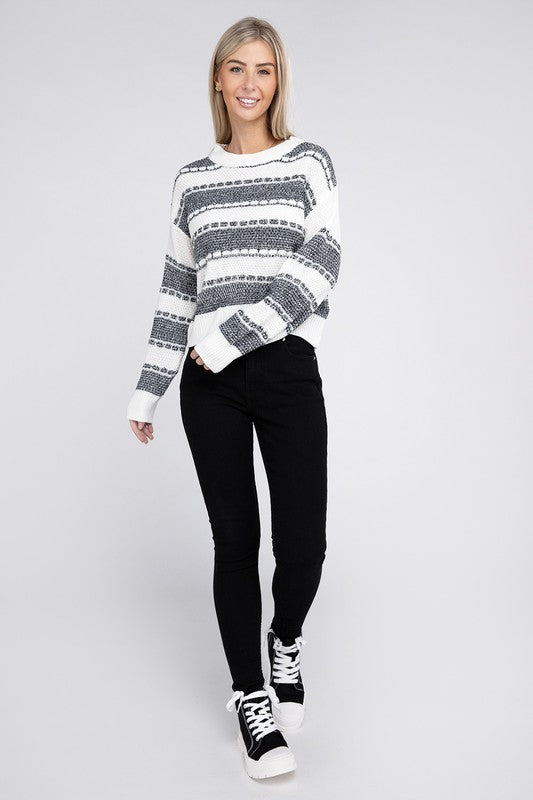 Two Tone Drop Shoulder Sweater Luvéillé