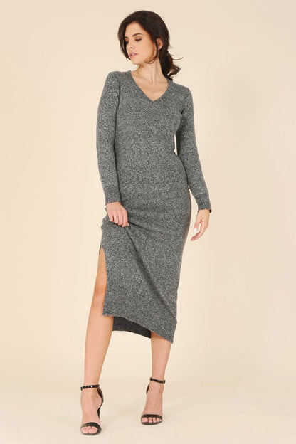 V-Neck Sweater Maxi Dress Luvéillé