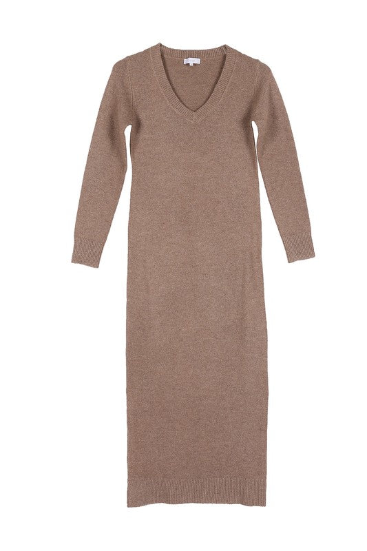 V-Neck Sweater Maxi Dress Luvéillé