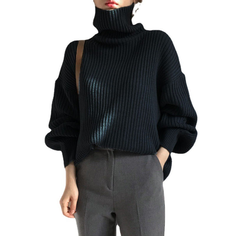 Women's Turtleneck Sweater Thickened Warmth And Lazy Wind Luvéillé