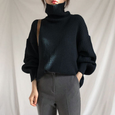 Women's Turtleneck Sweater Thickened Warmth And Lazy Wind Luvéillé