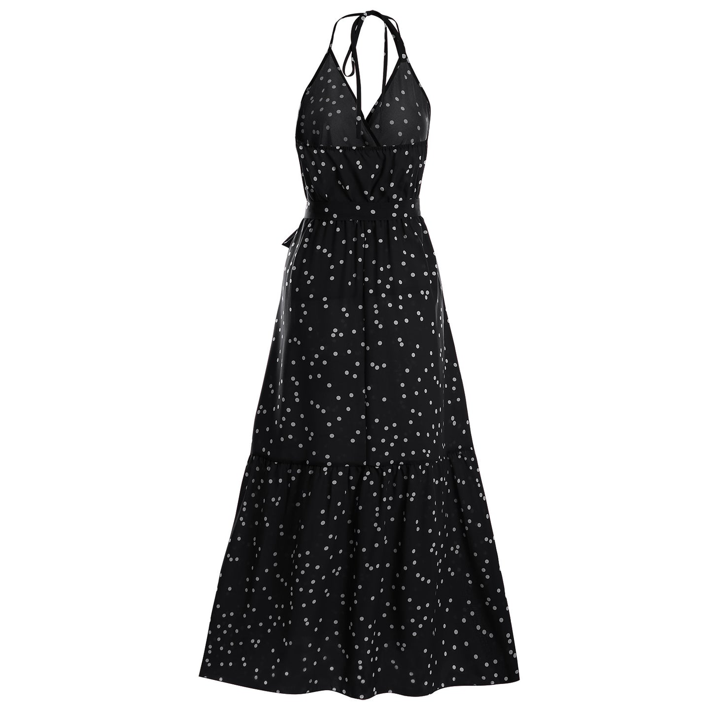 European And American Style V Neck Polka Dot Dress
