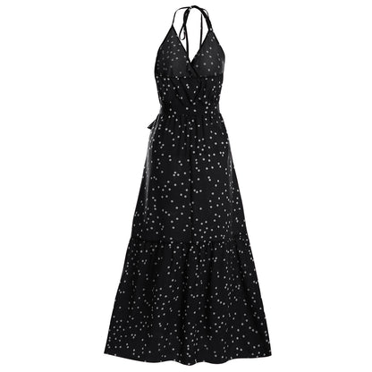 European And American Style V Neck Polka Dot Dress