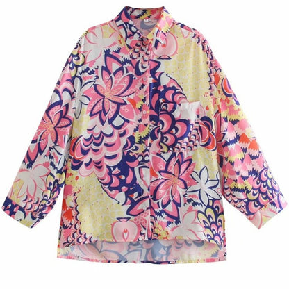 Casual Long Sleeve Shirt Loose Straight Shorts and Headband Set