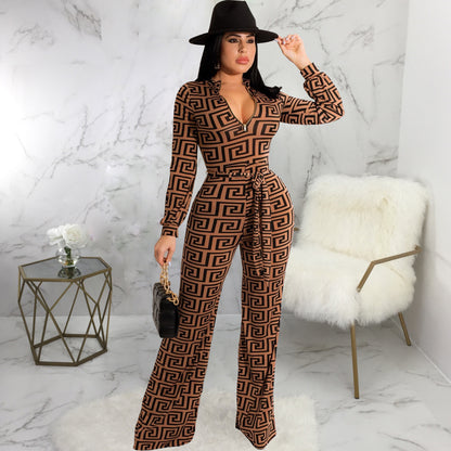 Long Sleeve V-Neck Jumpsuit