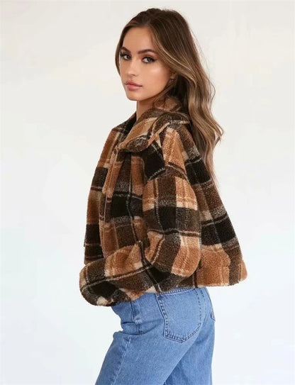 Stylish contrast checked jacket